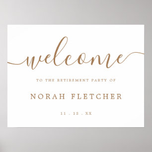Affiche Elégant Gold Calligraphy Retraite Party Bienvenue