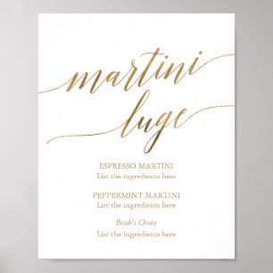 Affiche Elegant Gold Calligraphy Wedding Martini Luge