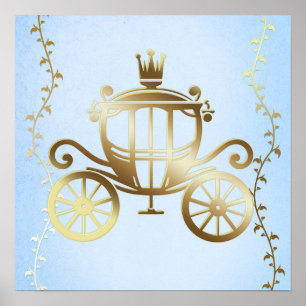 Affiche Elégant Gold Carriage Blue Storybook Princesse