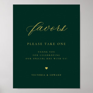 Affiche Elégant Gold Emerald Green Wedding Favoriser