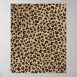 Affiche Elegant Gold Glitter Black Leopard