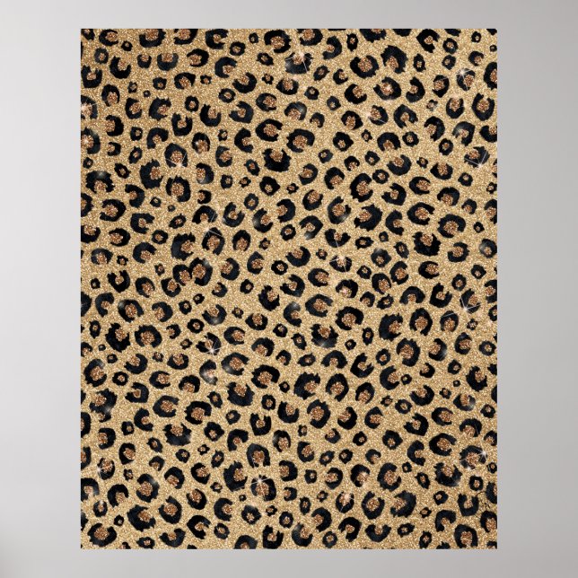 Affiche Elegant Gold Glitter Black Leopard (Devant)