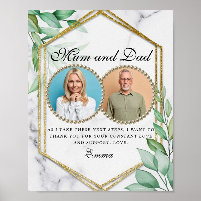 Affiche Elegant Gold Greenery Parents of the Bride Gift  (Devant)