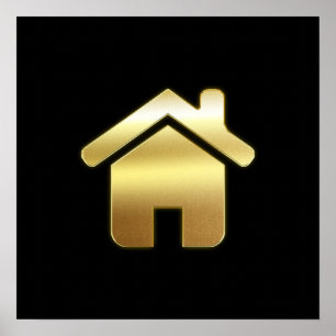 Affiche Elegant Gold House Symbole Real Estate Design