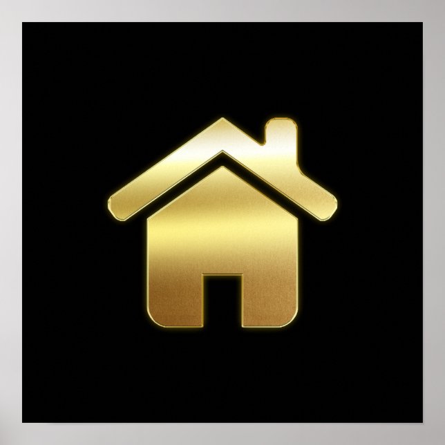 Affiche Elegant Gold House Symbole Real Estate Design (Devant)