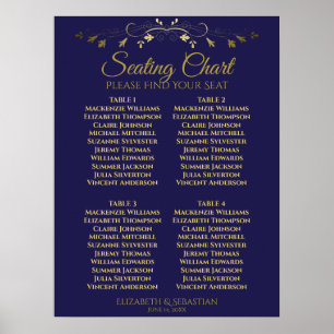 Affiche Elégant Gold & Navy 4 Mariage de table
