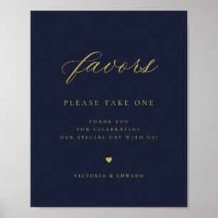 Affiche Elegant Gold Navy Blue Wedding Favoriser