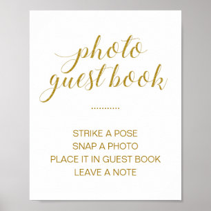 Affiche Élégant Gold Photo Guest Book Mariage Sign