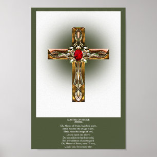 Affiche Elegant Gold & Ruby Cross