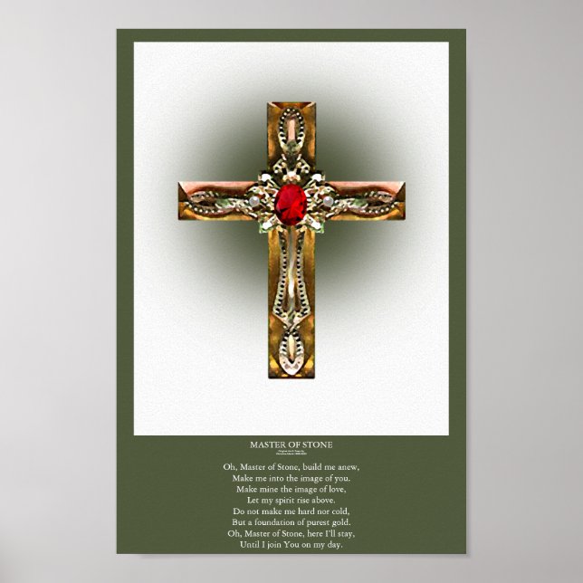 Affiche Elegant Gold & Ruby Cross (Devant)