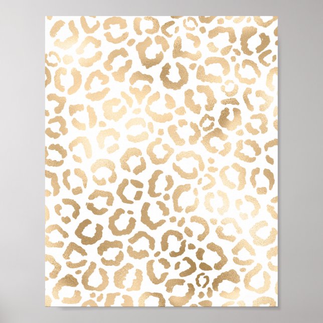 Affiche Elegant Gold White Leopard Cheetah Animal Print (Devant)
