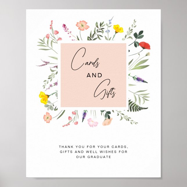 Affiche Elegant Graduate Wildflower Cards and Gifts Sign (Devant)