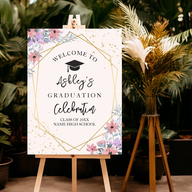 Affiche Elegant Graduation with Purple Flowers Theme (Créateur téléchargé)