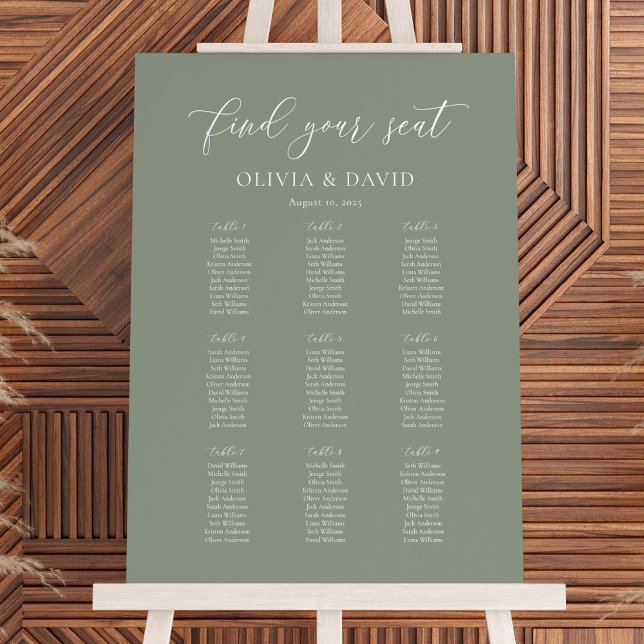 Affiche Élégant graphique de table de couleur vert sauge 9 (Créateur téléchargé)