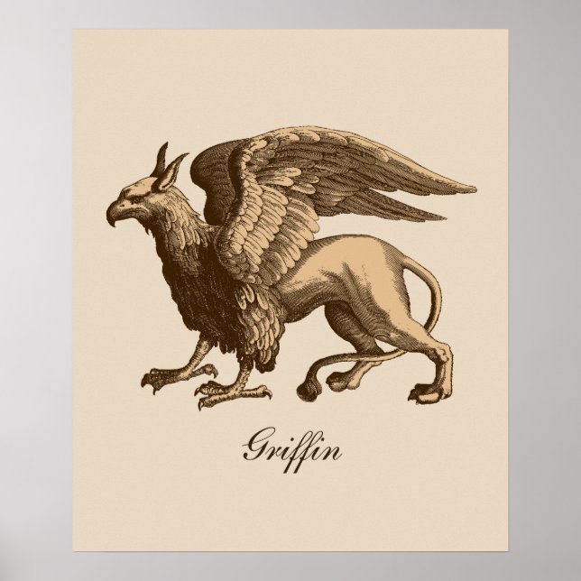 Affiche Élégant Griffin Brown et beige - Bête légendaire (Devant)