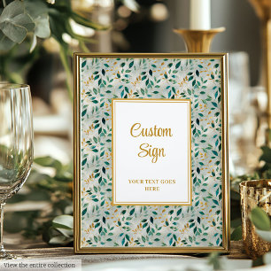 Affiche Elégant Hunter Green Gold Mariage sur mesure