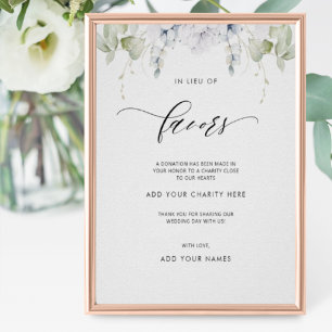 Affiche Elegant In Lieu of Favors Wedding Sign