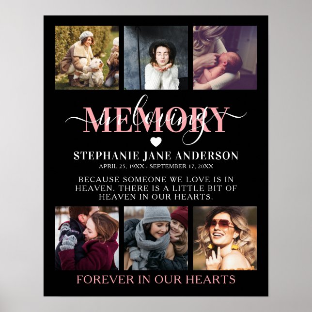 Affiche Elegant In Loving Memory Photo Collage Memorial (Devant)