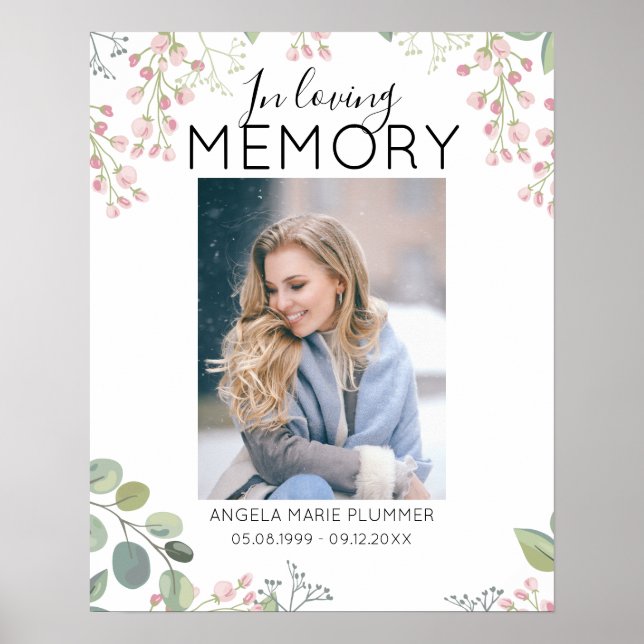 Affiche Elegant In Loving Memory | Photo Memorial (Devant)