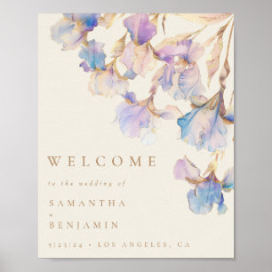 Affiche Elégant Iris Floral Mariage Bienvenue
