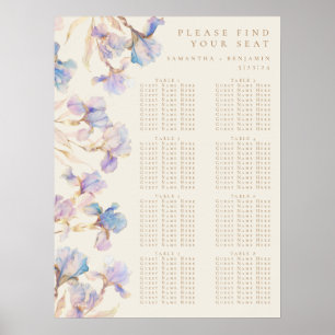 Affiche Élégant Iris Floral Mariage Carte de siège