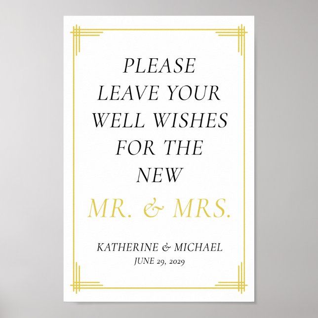 Affiche Elegant Island Citrus Yellow Green Guestbook Sign (Devant)