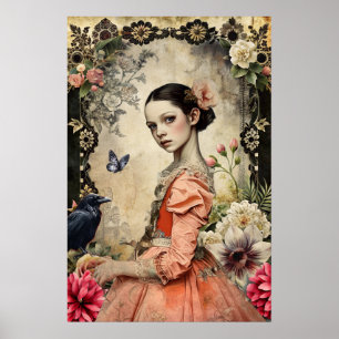 Affiche Élégant Jardin Floral de Goth Girl Victorian