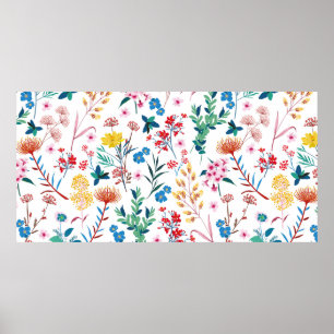 Affiche Élégant Jardin florissant floral dans petit dessin