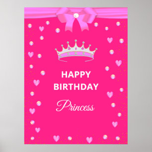 Affiche Elégant Joyeux Anniversaire Princesse & Gems sur F