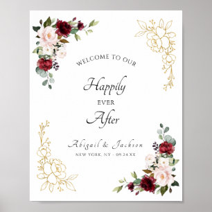 Affiche Élégant Joyeux Jour Après Mariage