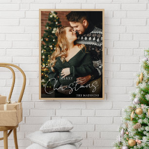 Affiche Élégant Joyeux Noël Couple photo Keepsaké