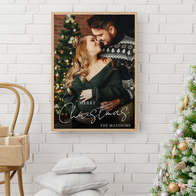 Affiche Élégant Joyeux Noël Couple photo Keepsaké (Créateur téléchargé)