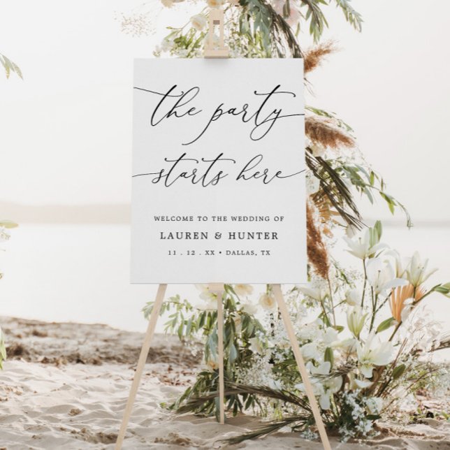 Affiche Élégant La Fête Commence Ici Panneau Mariage (Créateur téléchargé)