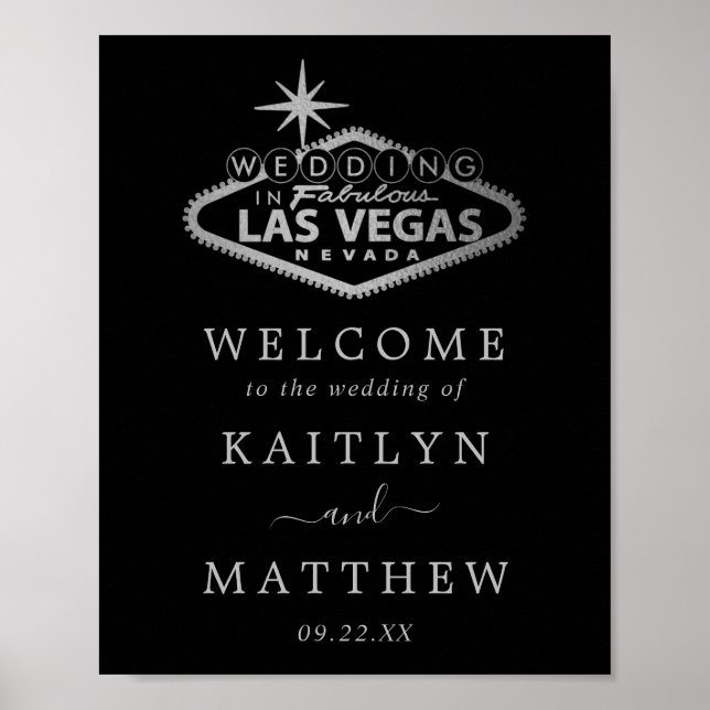 Affiche Elégant Las Vegas Destination Mariage Bienvenue (Devant)