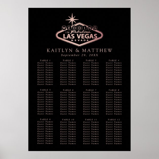 Affiche Elégant Las Vegas Destination Mariage Plan de sièg (Devant)