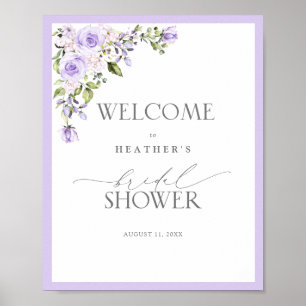 Affiche Elégant Lavande Lilac Douche Florale Bienvenue