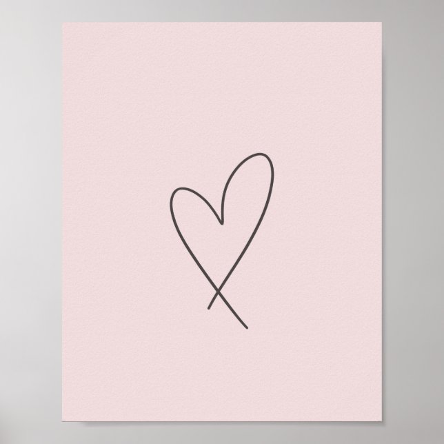 Affiche Elegant Line Art Heart Wedding Blush Pink (Devant)