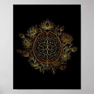 Affiche Élégant Lotus Cérébral Floral Spiritualité Pleine 