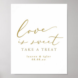 Affiche Elegant Love is Sweet Gold Personalized Sign