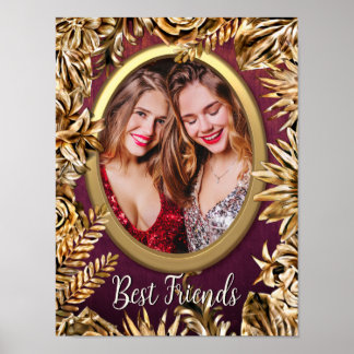 Affiche Elégant Luxe Gold Flowers Ajouter Votre Photo Pers