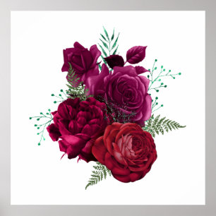 Affiche Elegant Magenta Rose Floral Bouquet