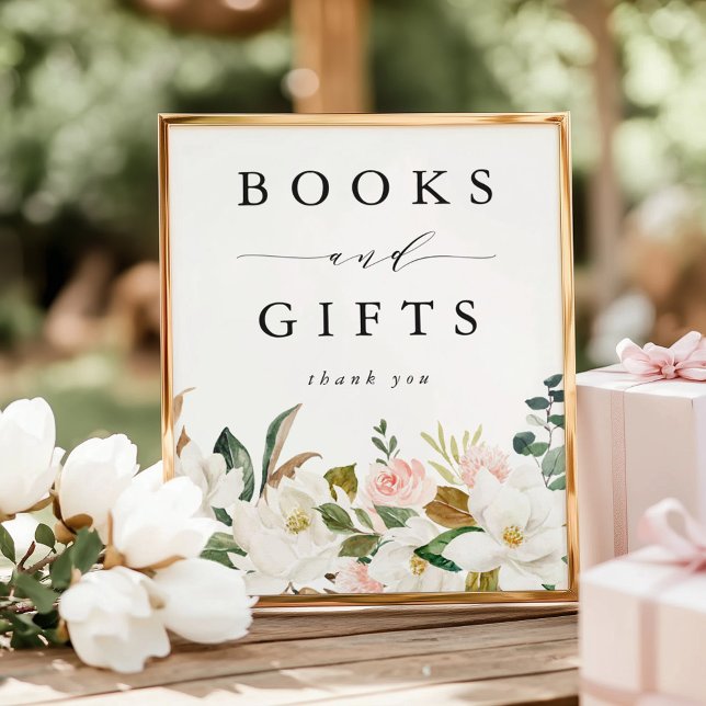 Affiche Elégant Magnolias Baby showers Livres et Cadeaux (Créateur téléchargé)