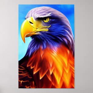 Affiche Elégant, Majestic Aigle Art numérique arc-en-ciel