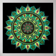 Elégant Mandala Vert | Minimaliste zen bohème