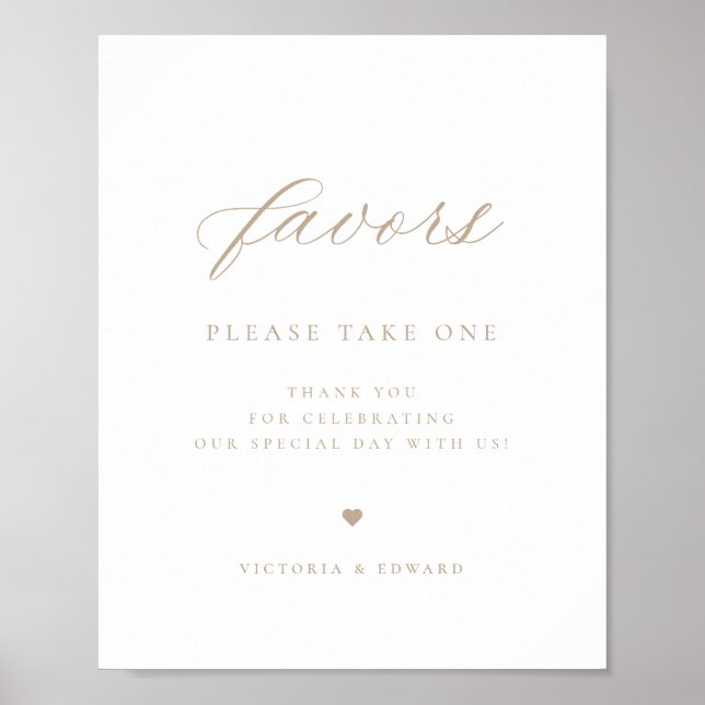 Affiche Elégant mariage beige Favoriser (Devant)