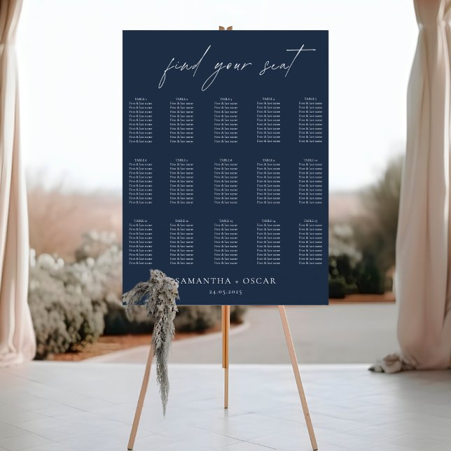 Affiche Élégant Mariage bleu de la Marine (Créateur téléchargé)