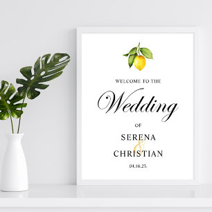 Affiche Élégant Mariage citron Bienvenue Imprimable