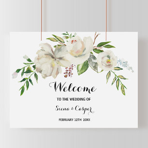 Affiche Élégant Mariage d'accueil pour la pivoine blanche 