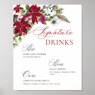 Affiche Élégant Mariage de bar "Red Poinsettia" Mimosa
