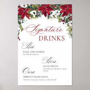 Affiche Élégant Mariage de bar "Red Poinsettia" Mimosa